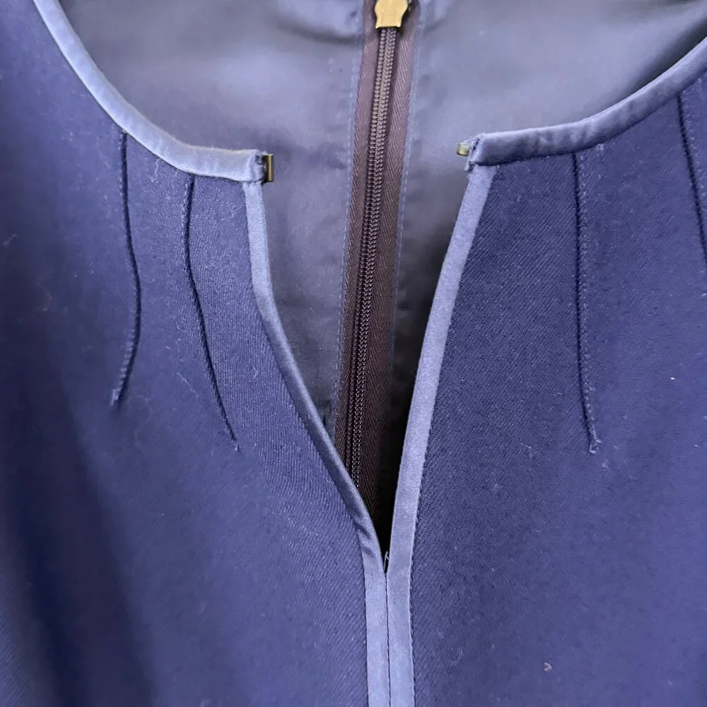 elie tahari // long sleeve wool mid-length blue dress 2 - Picture 4 of 7